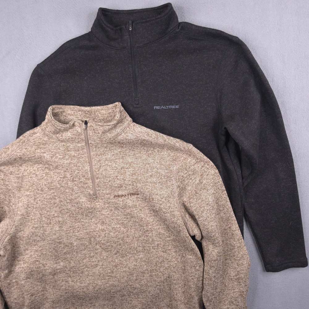 Realtree Pullover Quarter Zip Sweater Lot Black Heather L Fleece Lined Outdoor